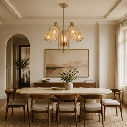 Amara Gold & Amber Fluted Glass Chandelier