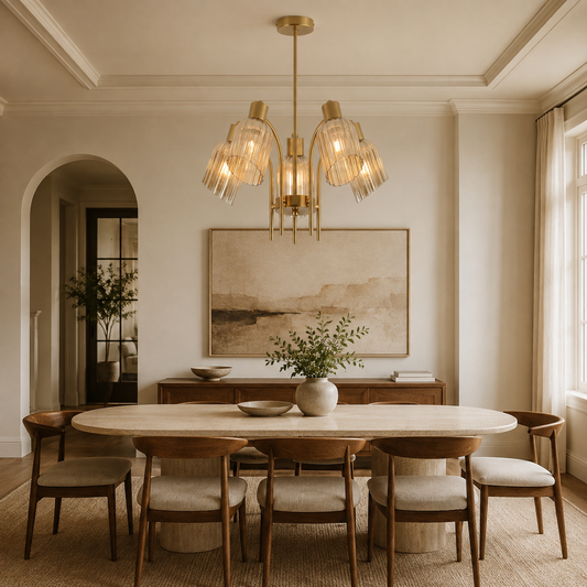 Amara Gold & Amber Fluted Glass Chandelier