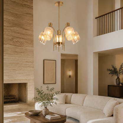 Amara Gold & Amber Fluted Glass Chandelier