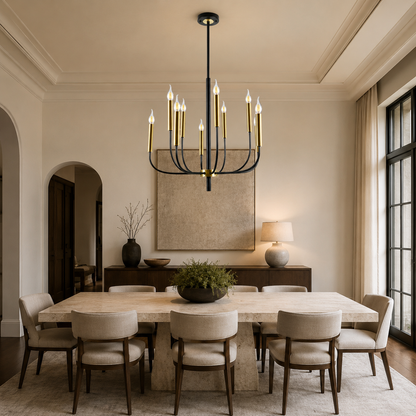 Obsidian Black & Gold 10-Light Chandelier