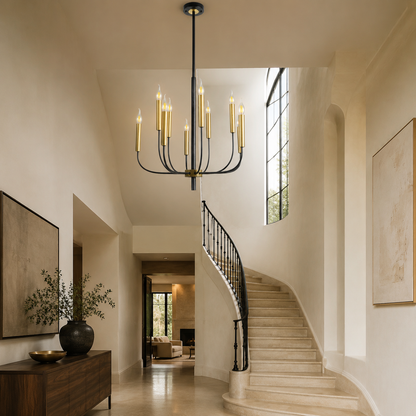 Obsidian Black & Gold 10-Light Chandelier