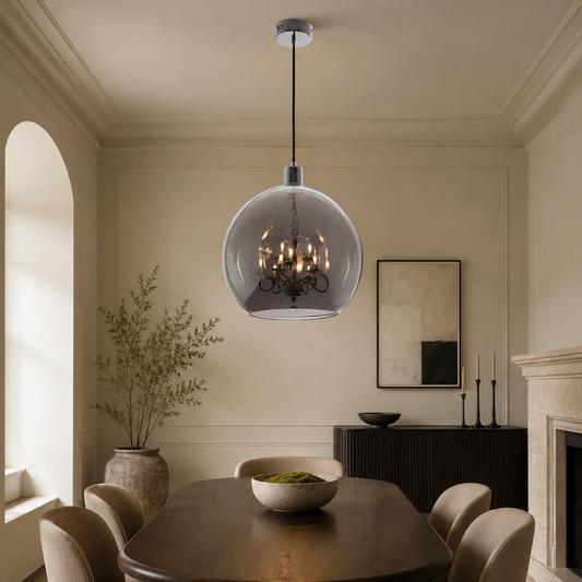 Nocturne Chrome & Smoke Glass 9-Light Pendant