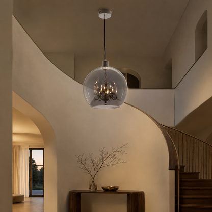 Nocturne Chrome & Smoke Glass 9-Light Pendant