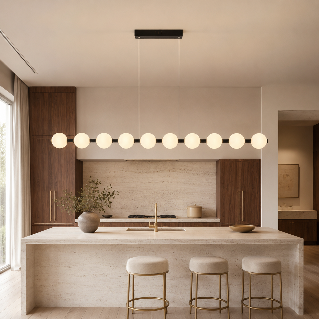 Meridian Sand Black Linear LED Pendant