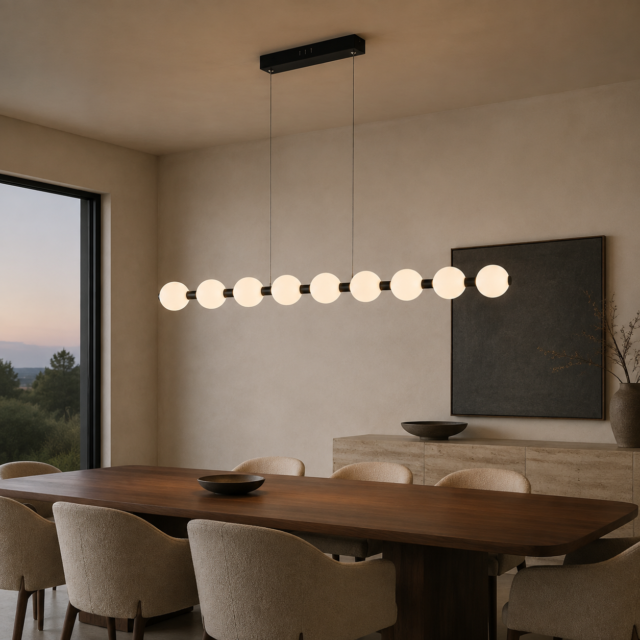 Meridian Sand Black Linear LED Pendant