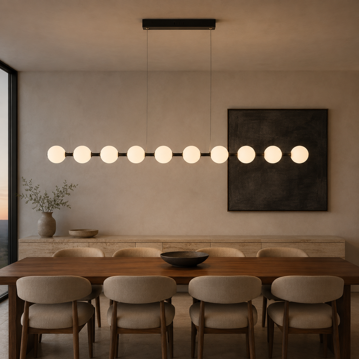 Meridian Sand Black Linear LED Pendant