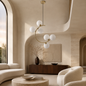 Orbis Brass & White Glass 6-Light Pendant