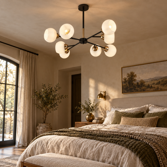 Aurora Black & Gold 8-Light Chandelier