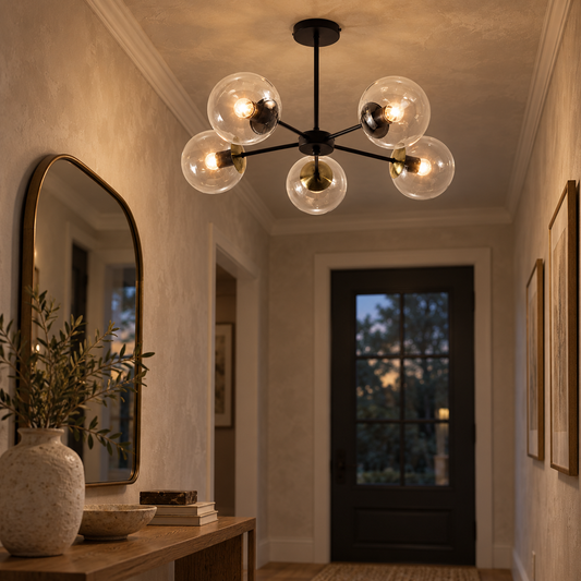 Harlow Black & Antique Brass Chandelier