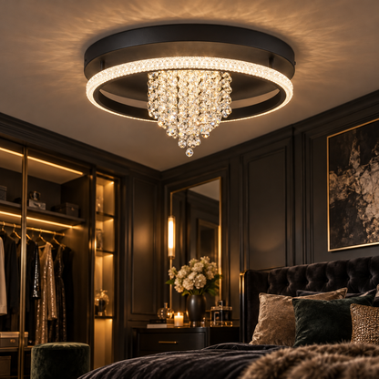 Crystalline Sandy Black & Crystal CCT LED Ceiling Light