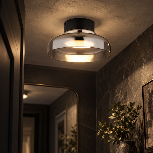 Obscura Black & Smoke Glass LED Ceiling Light