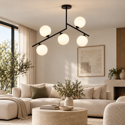 Celeste Black 5-Light Moveable-Arm Ceiling Light