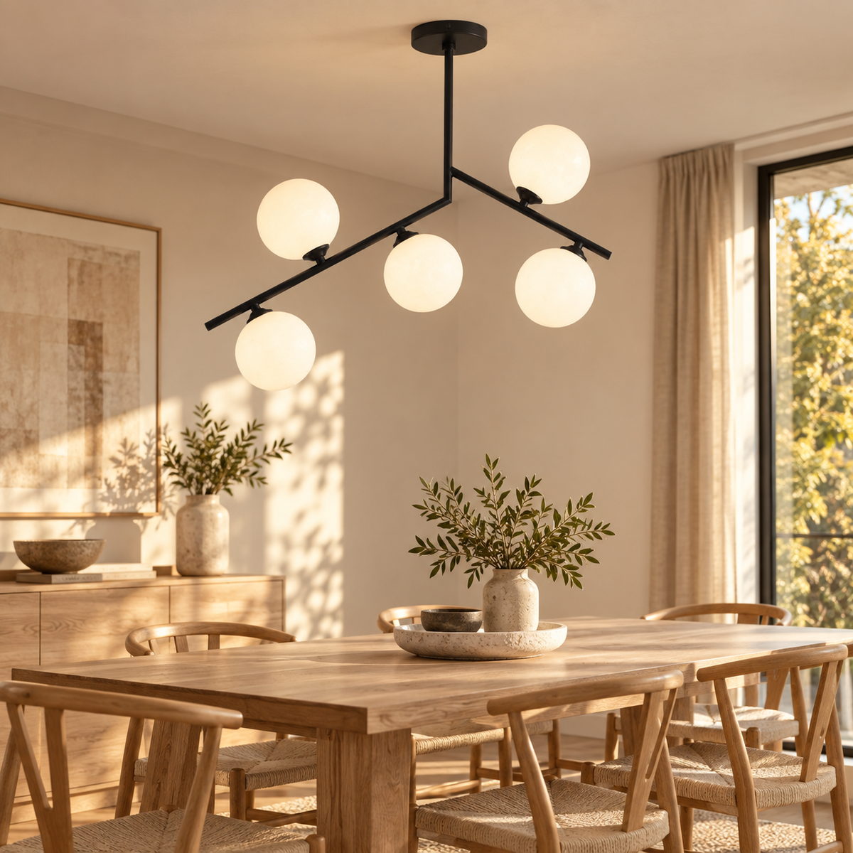 Celeste Black 5-Light Moveable-Arm Ceiling Light