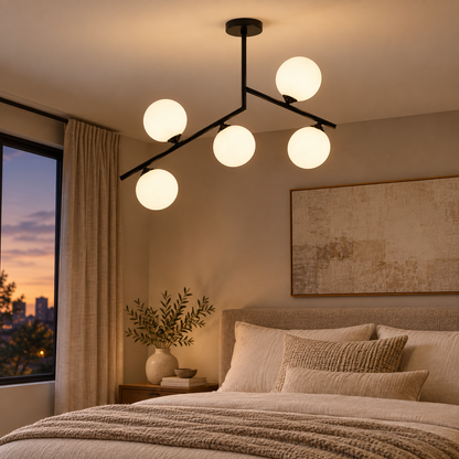 Celeste Black 5-Light Moveable-Arm Ceiling Light