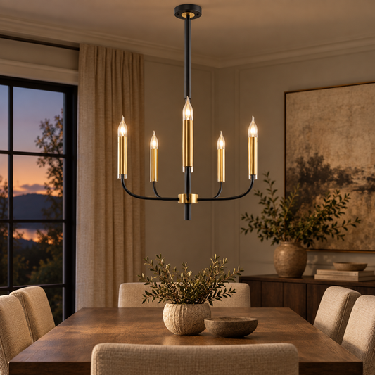 Seraph Black & Gold 5-Light Chandelier