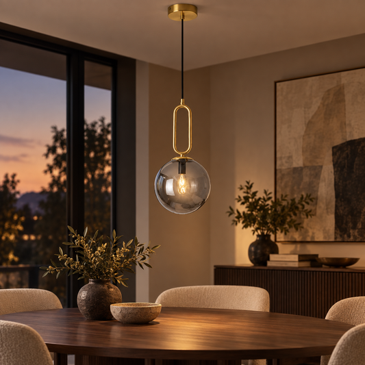 Mira Gold & Smoke Glass Pendant