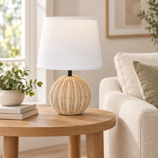 Nara Rattan & Linen Table Lamp