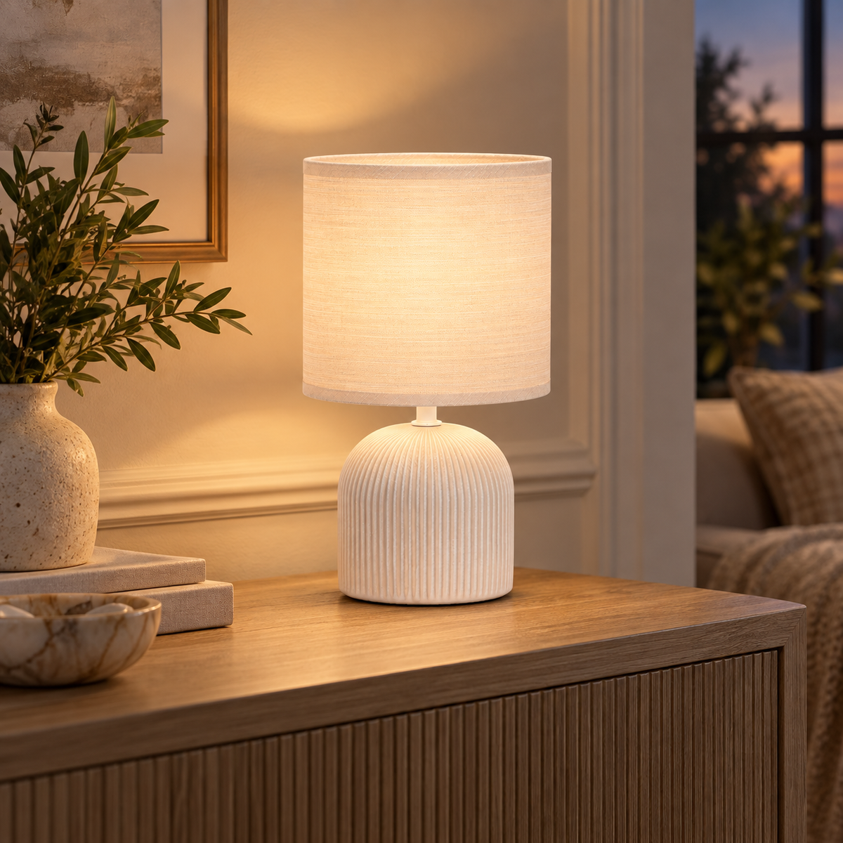 Rhea Ribbed Ceramic Table Lamp