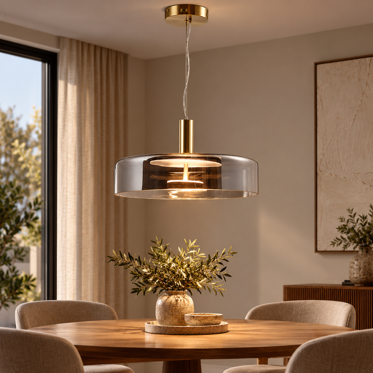 Solace Bronze & Smoke Glass Dimmable LED Pendant