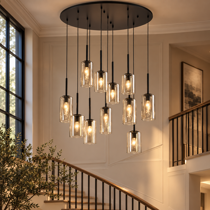 Cascade 11-Light Amber Glass Cluster Pendant