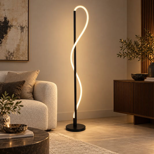 Flexa Woven Tube LED Floor Lamp with Remote