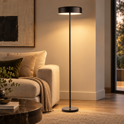 Serene Black & Sand Gold Twin Floor Lamp