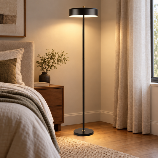 Serene Black & Sand Gold Twin Floor Lamp