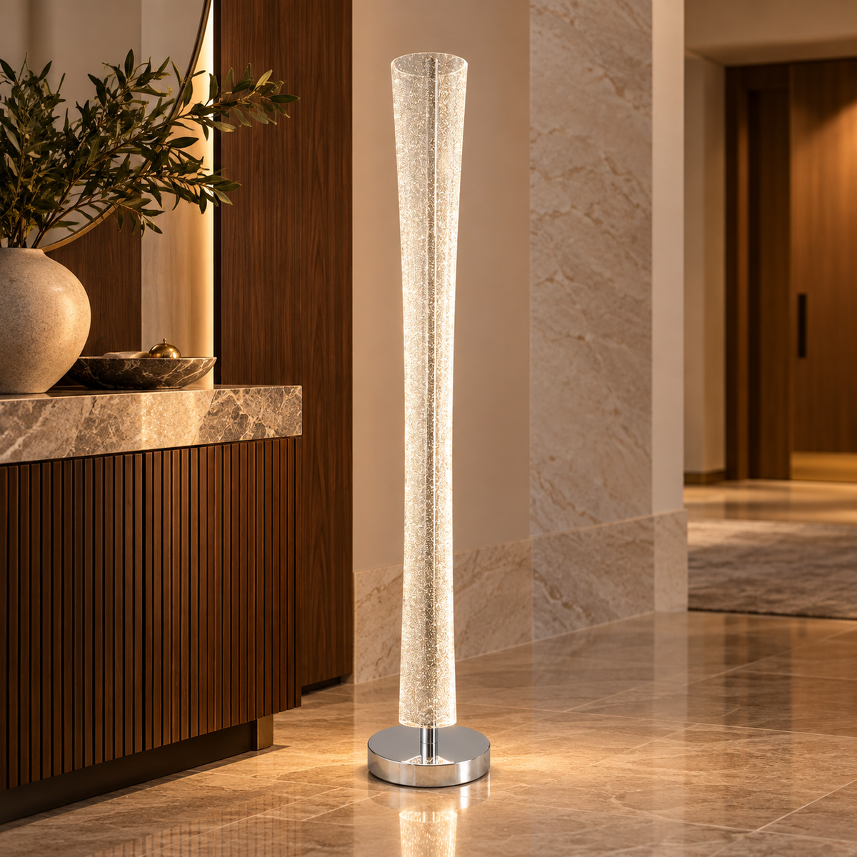 Lumina Chrome & Acrylic LED Floor Lamp