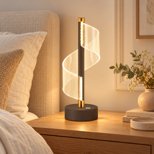 Luxe Grey & Gold Dimmable LED Touch Lamp