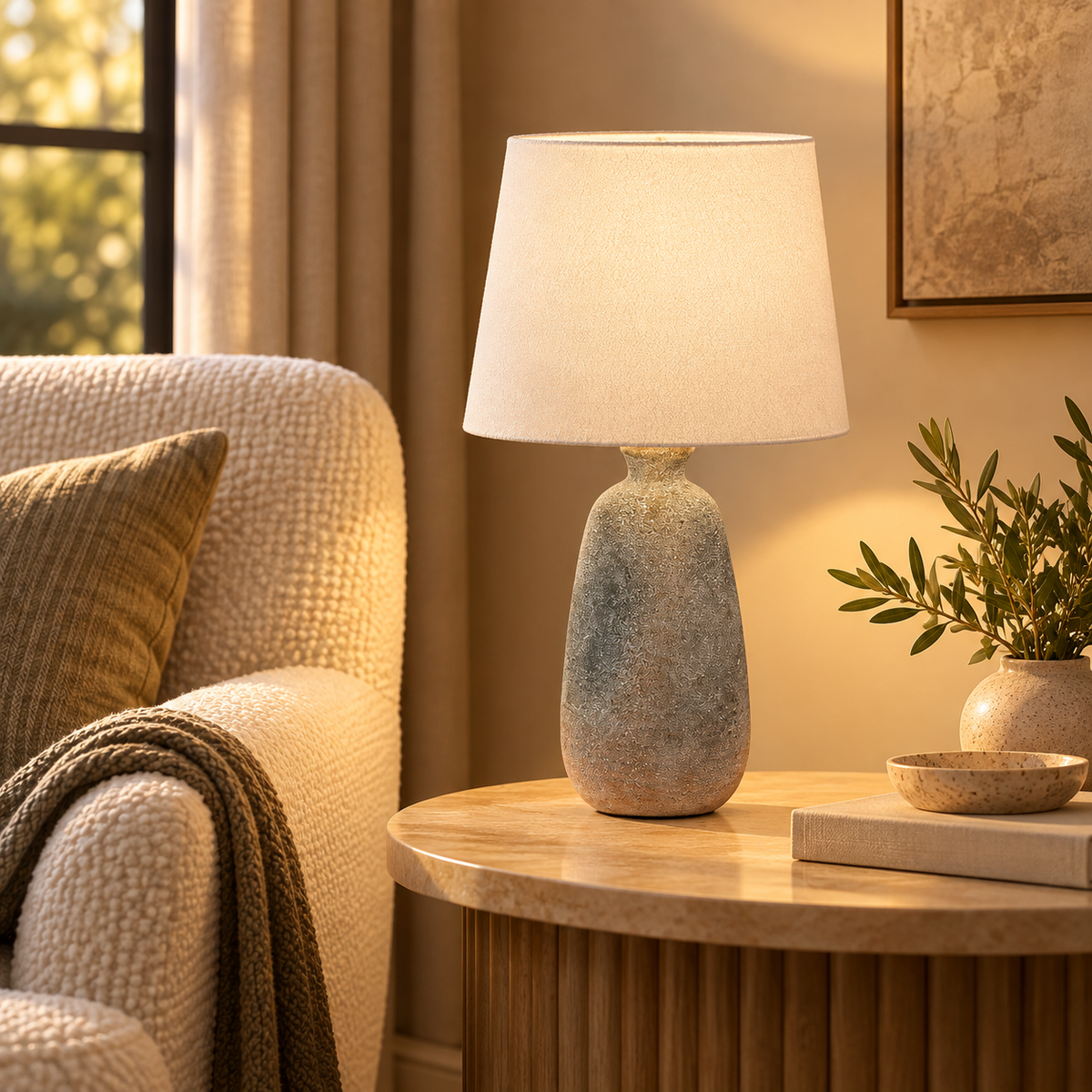 Terra Grey Stone Ceramic Table Lamp