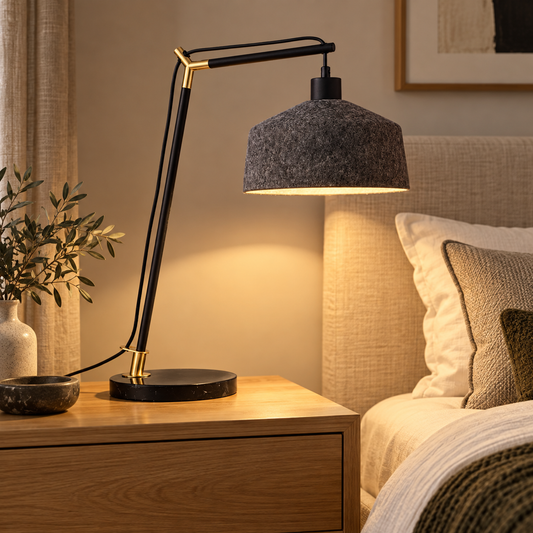 Pietra Black, Marble & Grey Felt Table Lamp