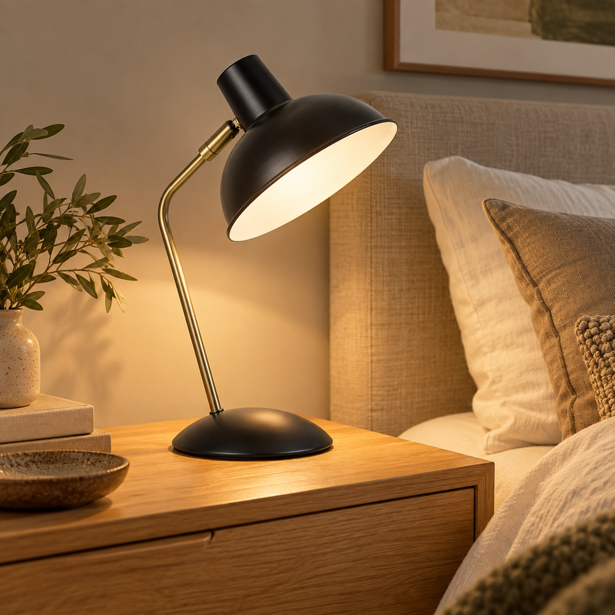 Pivot Black Adjustable-Head Table Lamp