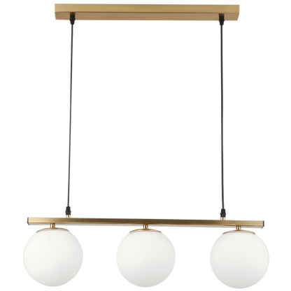 Aria Brass & White Glass 3-Light Linear Pendant