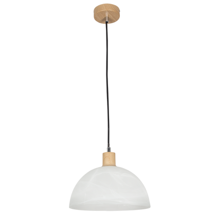 Alba Wood-Finish & Alabaster Glass Pendant