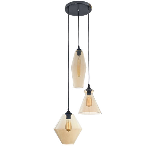 Ambra Amber Glass 3-Light Pendant