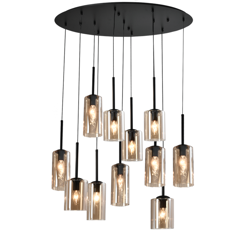Cascade 11-Light Amber Glass Cluster Pendant