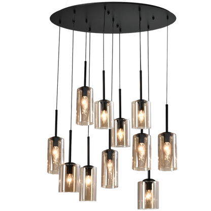 Cascade 11-Light Amber Glass Cluster Pendant