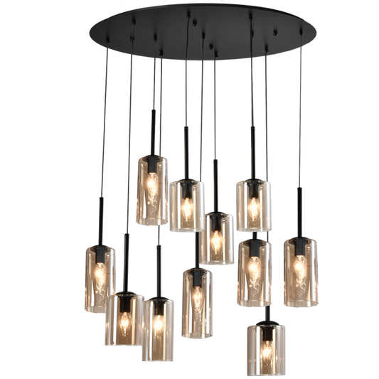 Cascade 11-Light Amber Glass Cluster Pendant