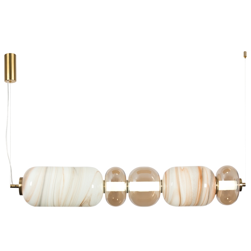 Marbella Bronze, Marbled & Champagne Glass Linear LED Pendant