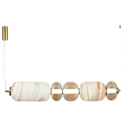 Marbella Bronze, Marbled & Champagne Glass Linear LED Pendant