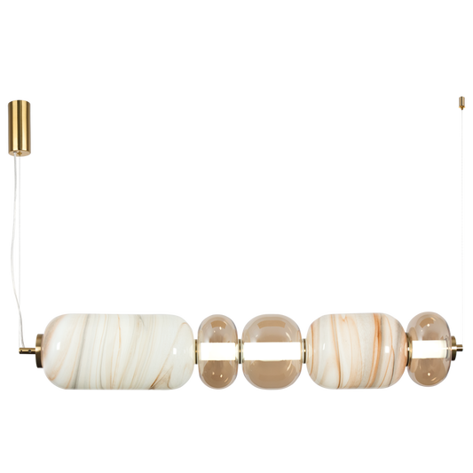 Marbella Bronze, Marbled & Champagne Glass Linear LED Pendant