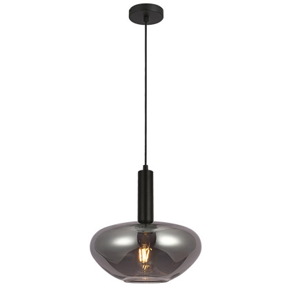 Onyx Black & Smoke Glass Dome Pendant