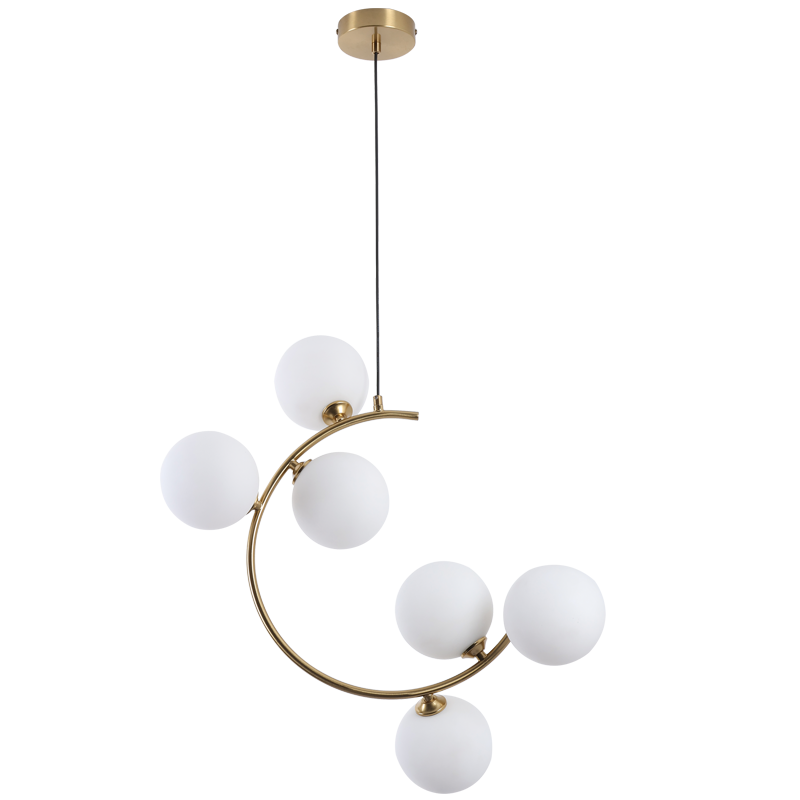Orbis Brass & White Glass 6-Light Pendant