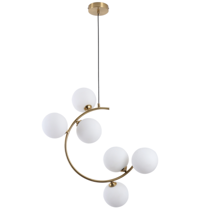 Orbis Brass & White Glass 6-Light Pendant