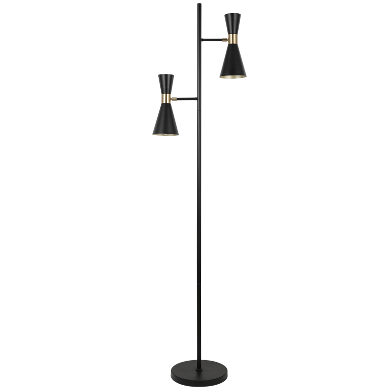 Marquee Black & Gold Twin Floor Lamp