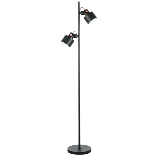 Copperline Matt Black & Copper Twin Floor Lamp