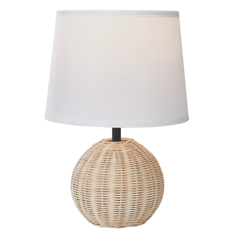 Nara rattan and linen table lamp