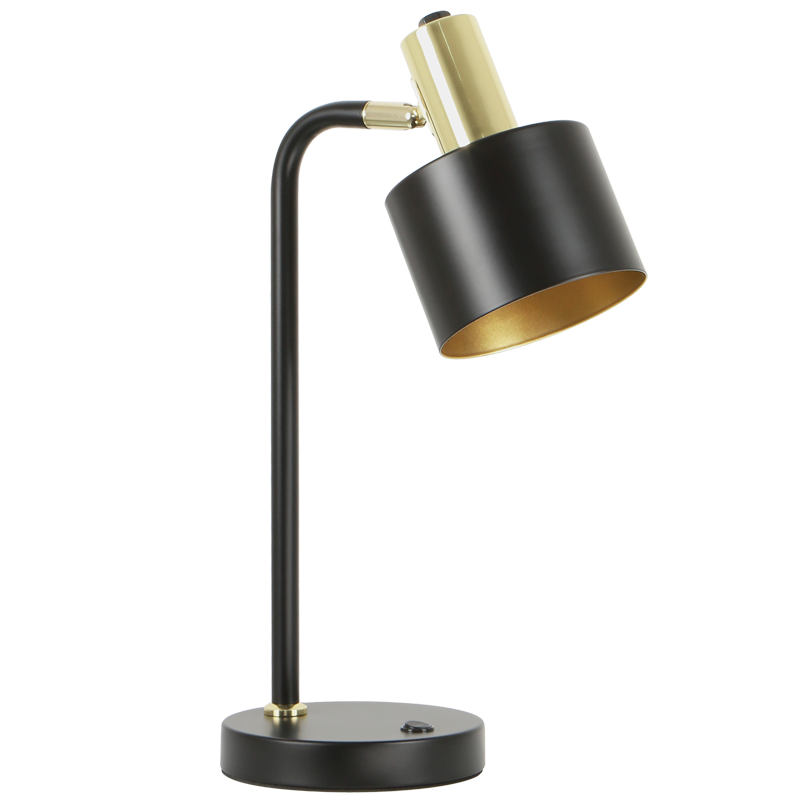 Noir Matt Black & Polished Gold Desk Lamp