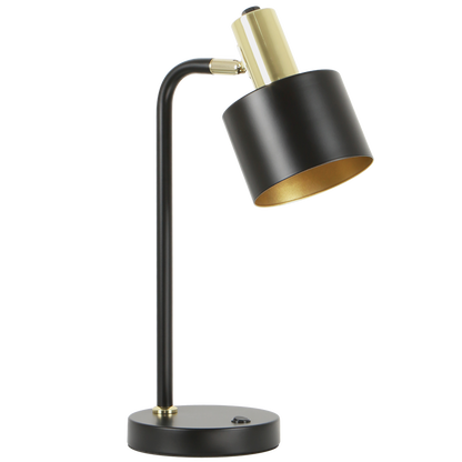 Noir Matt Black & Polished Gold Desk Lamp