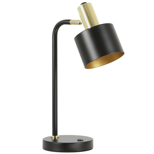 Noir Matt Black & Polished Gold Desk Lamp